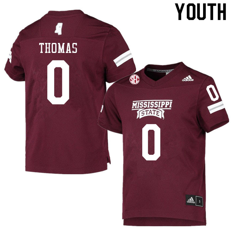 Youth #0 Rara Thomas Mississippi State Bulldogs College Football Jerseys Sale-Maroon - Click Image to Close